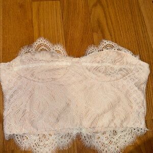 revolve Lace Strapless Crop Top